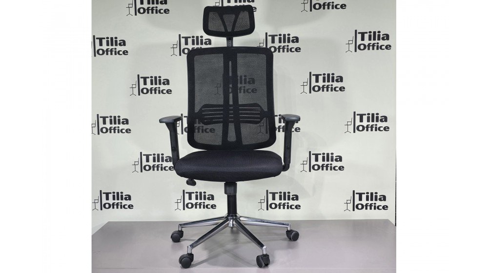 Crom Makam Koltuğu | Tilia Office Tilia Crom modern fileli makam koltuğu, parlak krom metal iskelet ve siyah Airfile kumaş.